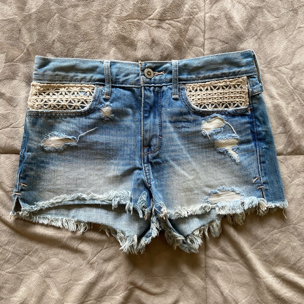Light wash denim shorts